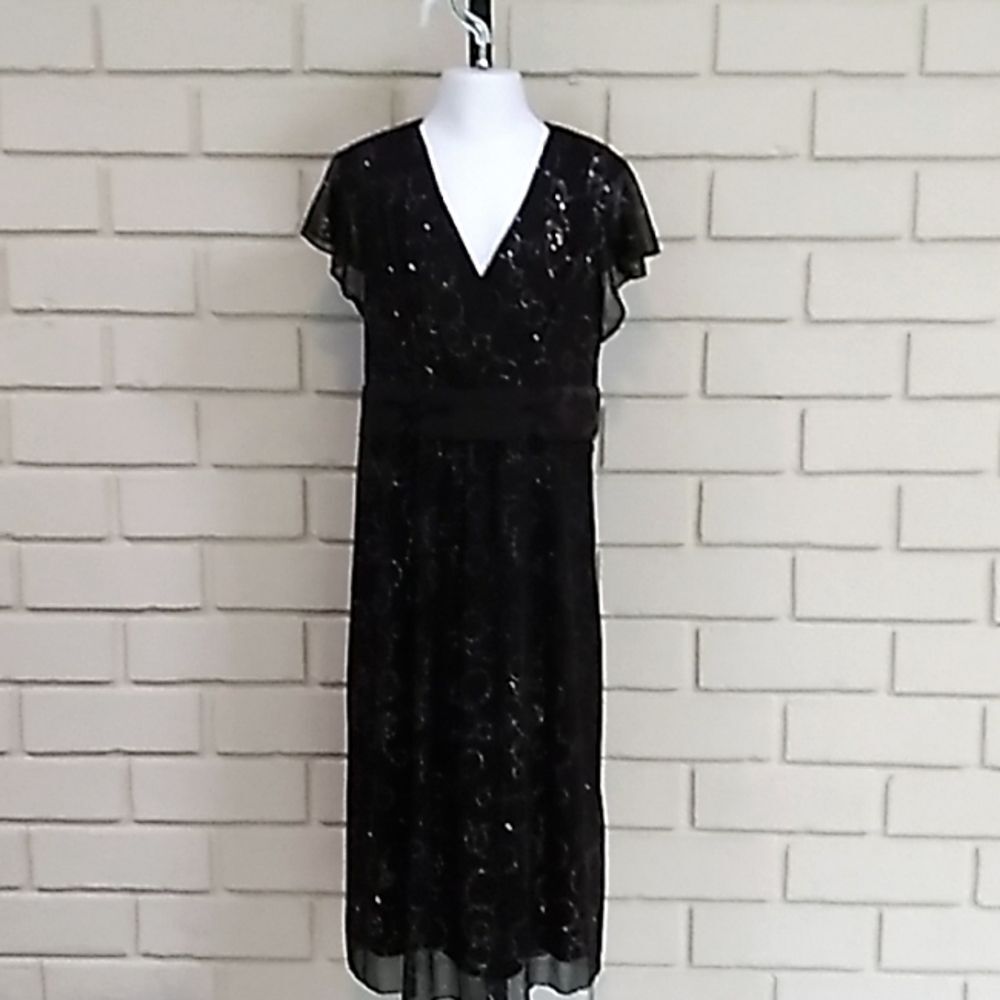 BCX Girls Black Glitter Tie Back Formal Dress. Size 16